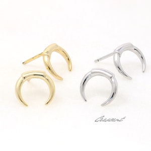 Sterling Silver Stud, Crescent Earring Gold, Simple Earring, Geometric Earrings, Modern Stud Earring, Horn Earring Studs, Gifts For Her