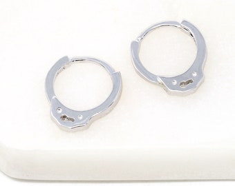Sterling Silver Hoop Earring, Handcuff Earring Silver, Unique Earring Hoop, Cartilage Earring,Modern Hoop Silver,Gift For Her,Hugger Earring