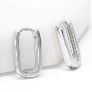 Sterling Silver Huggie Hoops, Oval Huggie Earrings, Simple Ear Huggie, Hugger Earrings Silver, Minimalist Hoop Sterling Silver, Gift For Her