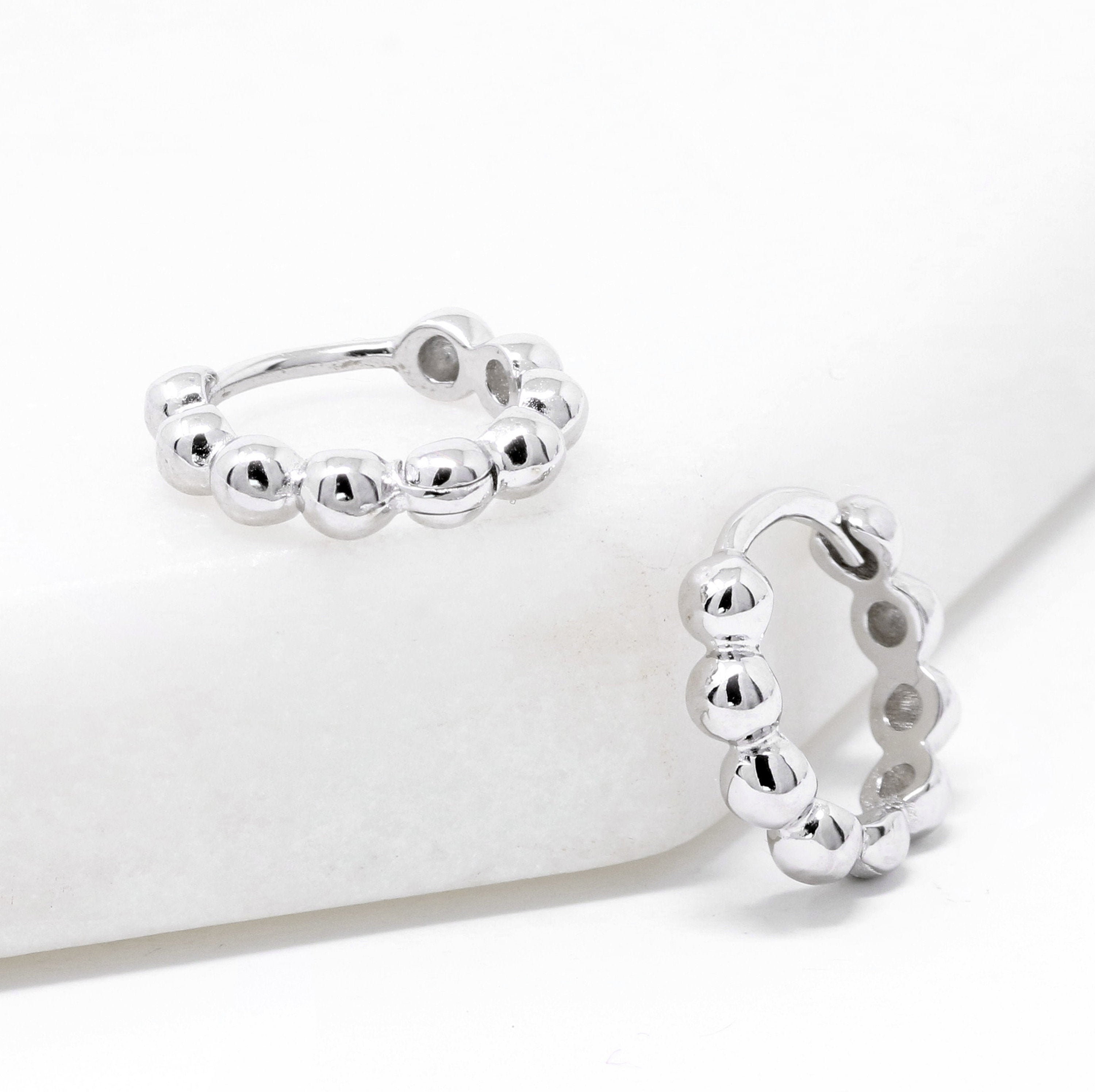 Sterling Silver Huggie Hoop, Simple Huggie Earring, Minimalist Hoop,…