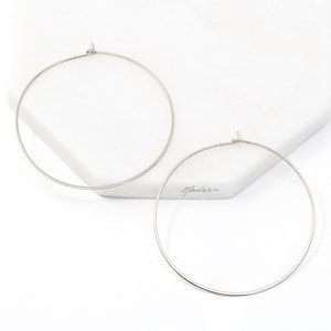 Large Sterling Silver Hoop Earring, 50mm, Simple Hoop Silver, Modern Hoop, Minimalist Hoop, Gifts For Her, Everyday Earrings, Large Hoops