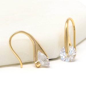 14K Gold Filled Earring, Crystal Stone Earring Gold, Simple Stone Earring Gold,Wedding Earring Gold,Bridesmaid Jewelry Gift,CZ Stone Earring