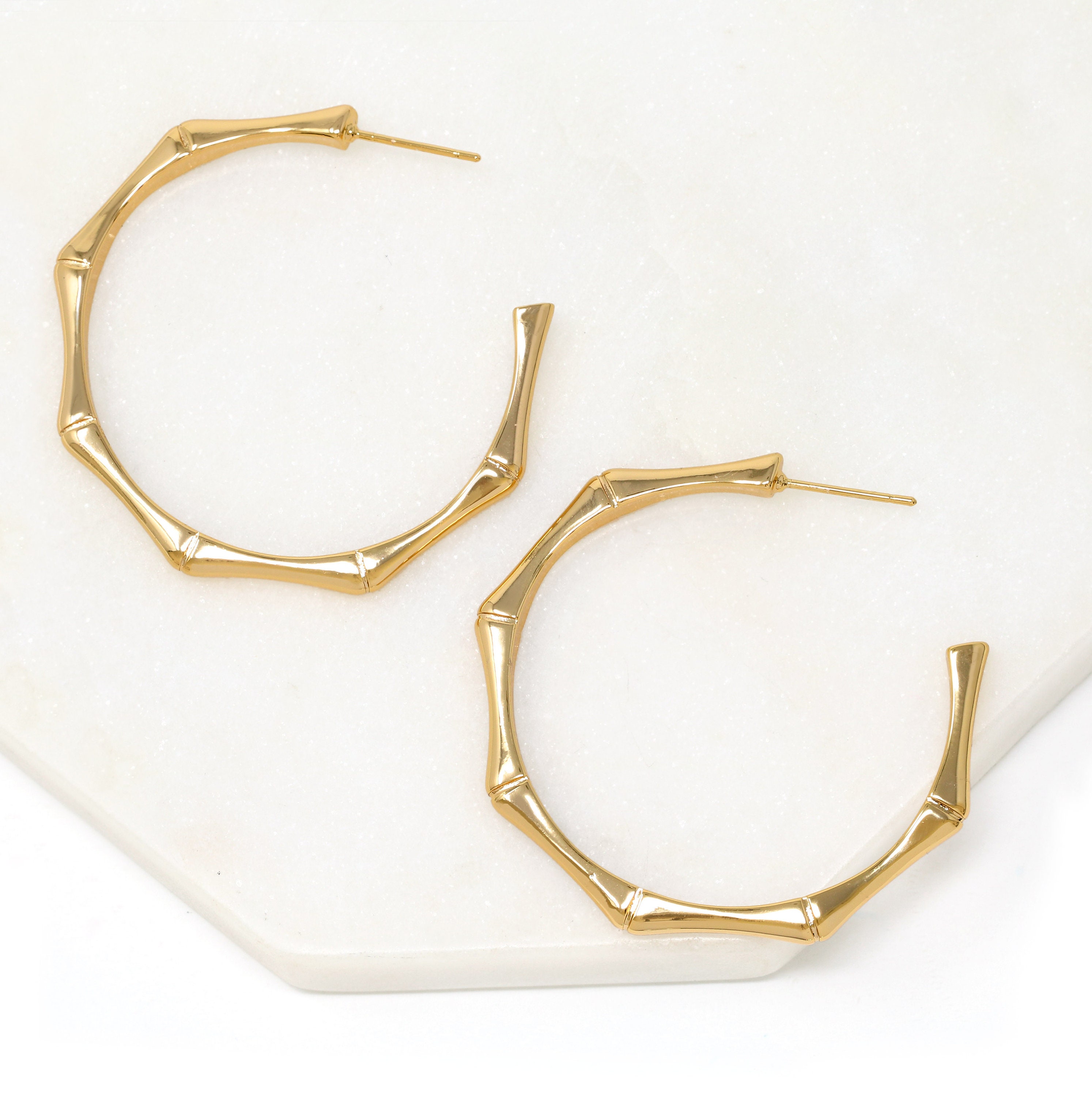 14K Gold Filled Bamboo Hoop Earring, Bamboo Hoop Gold, Large Hoop Earring Gold, Hoop Gold Filled, Modern Hoop, Gift For Her Everyday Earring