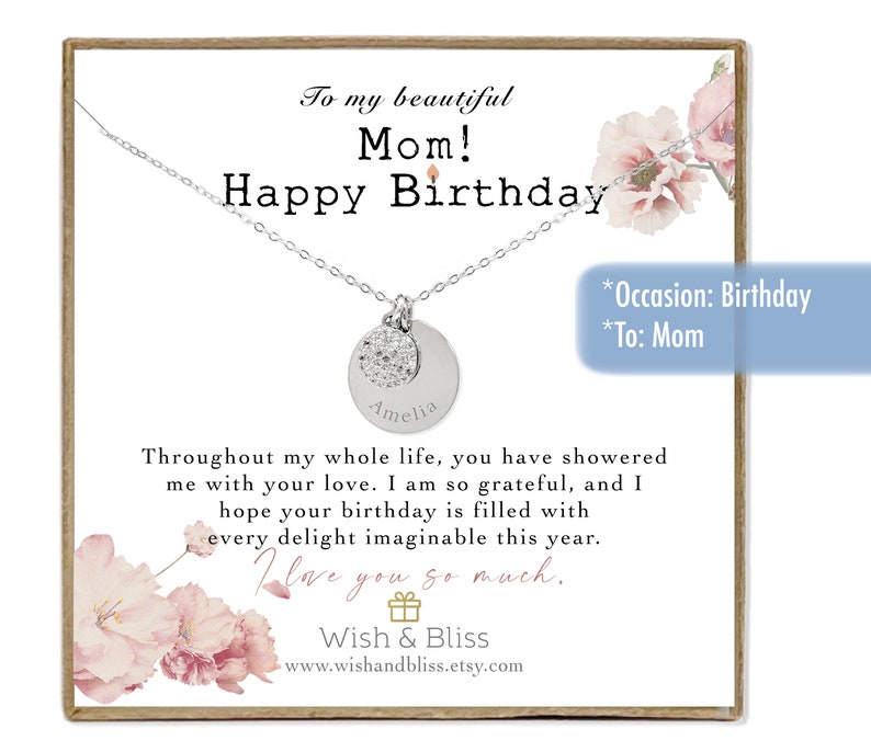Monogram Customized Initial Personalized Name Necklace Birthday Gift for Mom Remembrance Gift Love Message WN0134-M2 Sterling Silver