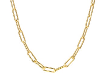 18K Gold Filled Chain Necklace, Paperclip Chain Necklace Gold, Chain Link Bracelet Gold, Modern Necklace, Gold Link Necklace, Gift For Her