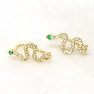 Sterling Silver Ear Climber, Snake Ear Climber, Snake Crawler Earring Gold, Snake Hoop Gold, Crawler Earring Sterling Silver, Gifts For Her