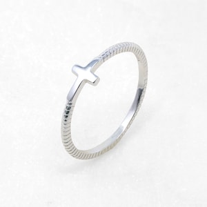 Sterling Silver Ring, Cross Silver Ring, Religious Jewelry Gift, Stacking Ring, 925 Sterling Silver, Rings for Stacking, Gift For Her, Cross