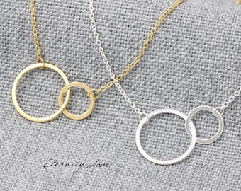 Sterling Silver Interlocking Circle Necklace, Infinity Necklace, Mother Daughter Necklace, Mothers day gifts, Double circle Necklace