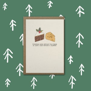 Biglietto di auguri con torta e formaggio di Natale / Biglietto illustrato A6 / Ecologico