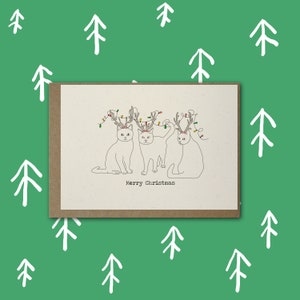 Biglietto di Natale con gatti / Biglietto illustrato A6 / Ecologico