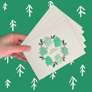 Pacchetto di biglietti d'auguri natalizi con abbraccio / Confezione multipla di 6 biglietti d'auguri illustrati / Ecologici