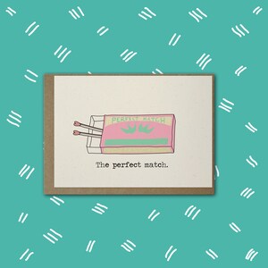 Perfect Match Valentijnsdagkaart / Geïllustreerde A6-wenskaart / Milieuvriendelijk