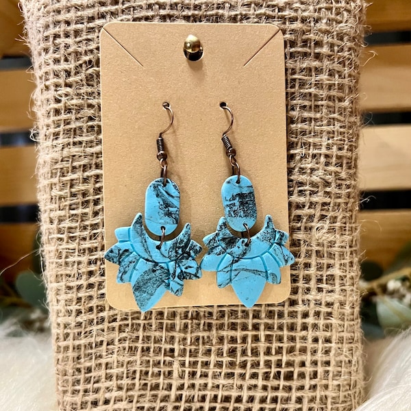 Handmade Polymer Clay Earrings, Clay Earrings, Topaz Earrings, Western Earrings, Turquoise Earrings, Statement Earrings