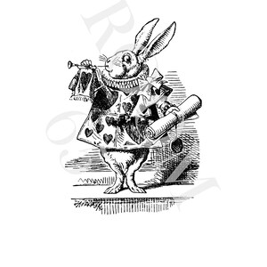 Alice In Wonderland Vintage Illustration Black and White | Etsy