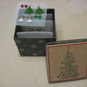 Christmas Tree Gift Earring Box, Gift Box, Earring Holder, Earring Organizer, Post Earring Storage, Earring Storage Box-Sorter