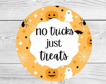 Etiquetas de galletas de Halloween - Etiqueta de galletas de Halloween - Sin trucos solo trata la etiqueta de galletas - Etiquetas de galletas - Etiquetas de galletas imprimibles - Etiqueta de galletas redondas