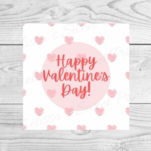 Printable Valentine&#39;s Day Cookie Tag - Happy Valentine&#39;s Day Cookie Tag - Valentine&#39;s Day Cookie Tag - Cookie Tags - Square Cookie Tag