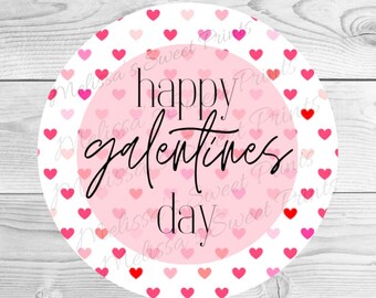 Printable Valentine's Day Cookie Tags - Happy Galentine's Day Cookie Tag - Printable Cookie Tag - Red Hearts Cookie Tag - Treat Tags