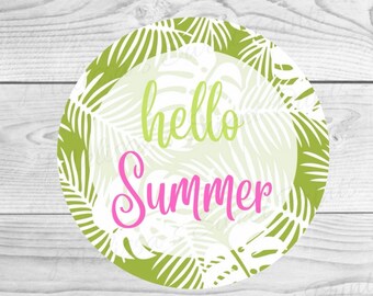 Cookie Tags - Summer Cookie Tag - Hello Summer Cookie Tag - Rond Cookie Tag - Printable Cookie Tag - Treat Tags