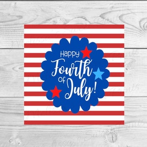 Fourth of July Cookie Tags - Fourth of July Cookie Tag - Happy Fourth of July Cookie Tag - 4th of July Cookie Tags - Square Cookie Tag
