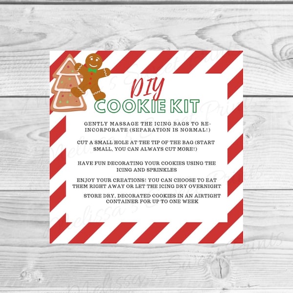 Weihnachten DIY Cookie Kit Anleitung - Holiday DIY Cookie kit Printable - DIY Cookie Kit Directions - diy Cookie Kit Card - Cookie Tags