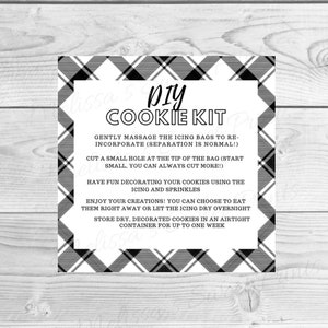 Printable DIY Cookie Kit Instructions - DIY Cookie Kit Instructions Card - Cookie Decorating Kit Tag - Cookie Tag - Cookies