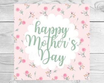 Printable Mother's Day Cookie Tag - Happy Mother's Day Cookie Tag - Square Cookie Tag - Cookie Tags - Floral Mother's Day Cookie Tag