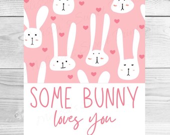 Mini tarjeta de galletas imprimible - Tarjeta de galletas de Pascua - Mini tarjeta de galletas Some Bunny Loves You - Tarjetas de galletas - Mini galletas de embalaje de galletas