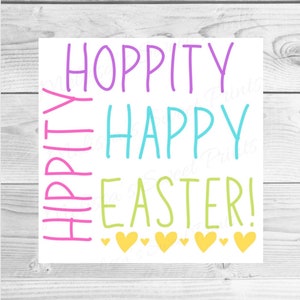 Easter Cookie Tags - Printable Cookie Tags- Hippity Hoppity Happy Easter Cookie Tag - Cookie Tag - Square Cookie Tag - Easter Cookie Tag