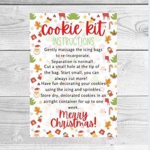 Christmas DIY Cookie Kit Instructions -DIY Christmas Cookie Kit Card - DIY Cookie Kit Instructions - Christmas Cookie Card - cookie tags