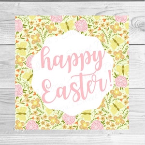 Printable Easter Cookie Tag - Happy Easter Cookie Tag - Cookie Tags - Floral Easter Cookie Tag - Square Easter Cookie Tag - Easter Treat Tag