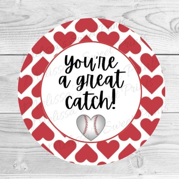 Printable Cookie Tag - Cookie Tags - You're A Great Catch Cookie Tag - Valentine's Day Cookie Tag - Treat Tags - Cookie Packaging