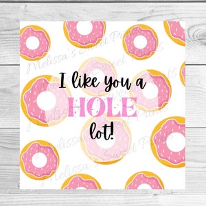 Printable Cookie Tag - I Like You A Hole Square Tag - Valentine&#39;s Day Cookie Tag - Instant Download Valentine Tag - Cookie Tags