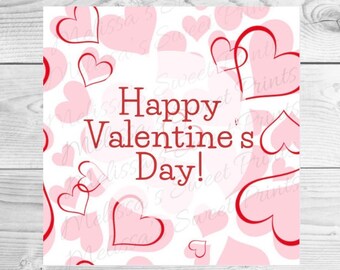 Printable Valentine's Day Cookie Tag - Printable Cookie Tag - Square Cookie Tag - Happy Valentine's Day Cookie Tag - Gift Tag - Cookie Tag