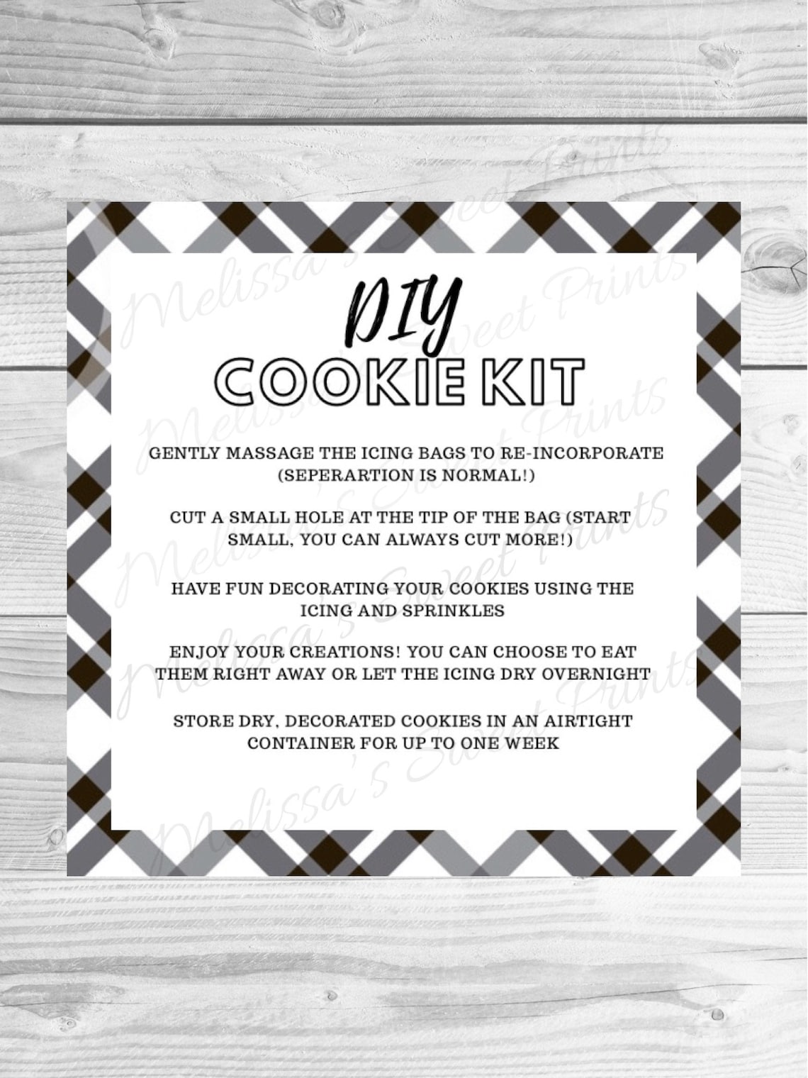 Printable DIY Cookie Kit Instructions DIY Cookie Kit Etsy