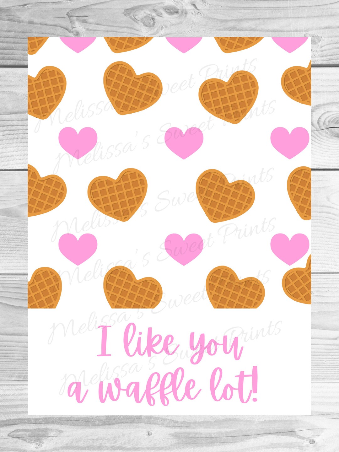 Valentine Cookie Card - Printable Cookie Card - I Like You A Waffle Lot ...