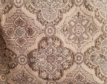 59" wide Blue Tan Brown Beige Grey upholstery weight fabric, sold BTY