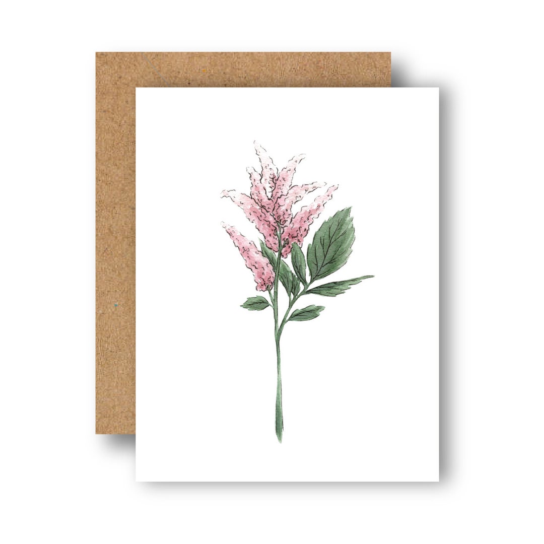 Pink Lilac Greeting Card: Soft Watercolor Floral Notecard for ...