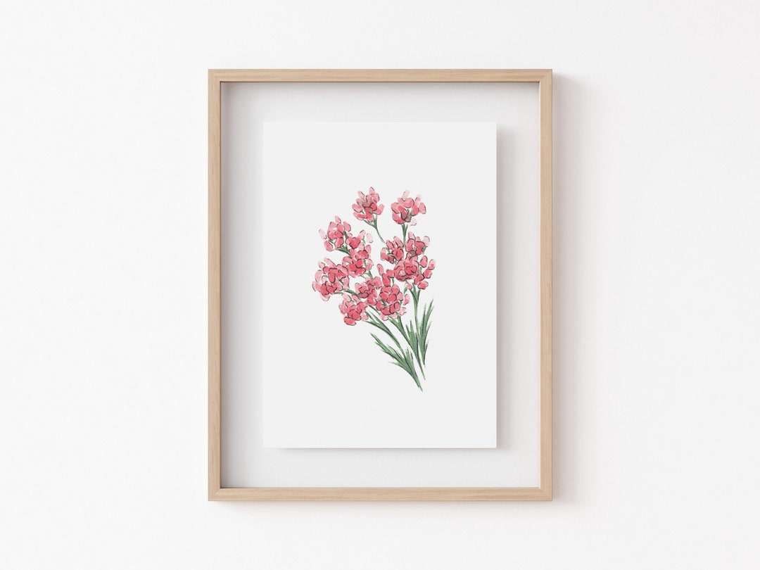 Watercolor Pink Flower Print: Hand-painted Floral Wall Art - Etsy