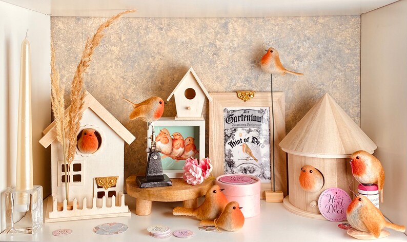 Rotkelchen Anhänger aus Wolle Handgefertigt, Deutschland Produziert von Adelso Bausdorf, Online-Shop Hint of Deco