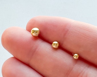 Petites puces d'oreilles boules en argent sterling 925, cercle en or 14 carats, petites boucles d'oreilles minimalistes 3 mm 4 mm 5 mm