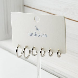 3 Pair Minimalist Hoop Earring Gift Set | You Pick | 925 Sterling Silver, 14K Gold and Ruthenium Earrings | Nickel Free