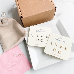 Minimalist Stud Earring 3 Pair Set- 925 Sterling Silver & 14k Gold Vermeil You Choose Nickel Free