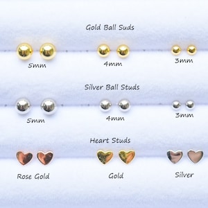 3 Pair Minimalist Stud Earring Gift Set You Pick 925 Sterling Silver and 14K 18K Gold Earrings Nickel Free image 2