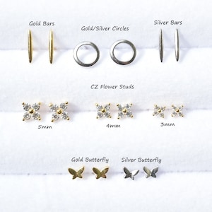 3 Pair Minimalist Stud Earring Gift Set You Pick 925 Sterling Silver and 14K 18K Gold Earrings Nickel Free image 3