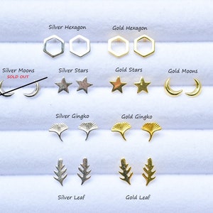 3 Pair Minimalist Stud Earring Gift Set You Pick 925 Sterling Silver and 14K 18K Gold Earrings Nickel Free image 4