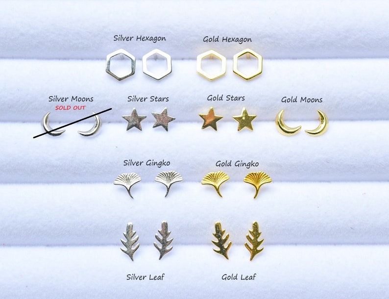 3 Pair Minimalist Stud Earring Gift Set You Pick 925 Sterling Silver and 14K 18K Gold Earrings Nickel Free image 4