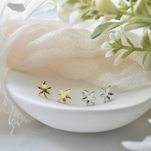 Autumn Maple Leaf Stud Earrings 925 Sterling Silver and 14K Gold Vermeil