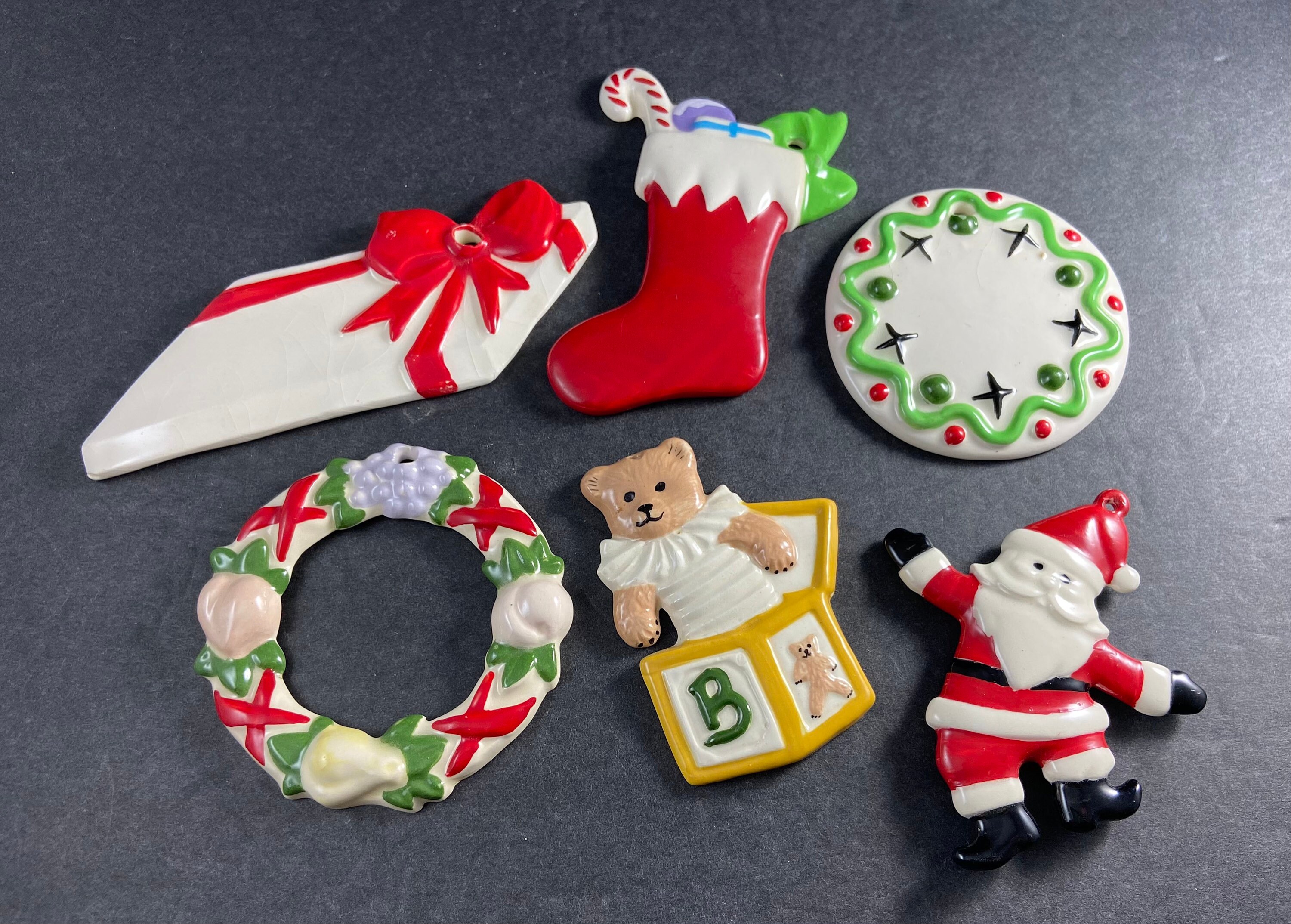 Vintage Ceramic Christmas Ornaments / Set of 6 Vintage Ceramic Etsy UK