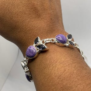 Amethyst Bracelet Sterling Silver – Genuine Gemstone Bracelet, Crystal Jewelry, Stacking Bracelet, Gift for Her